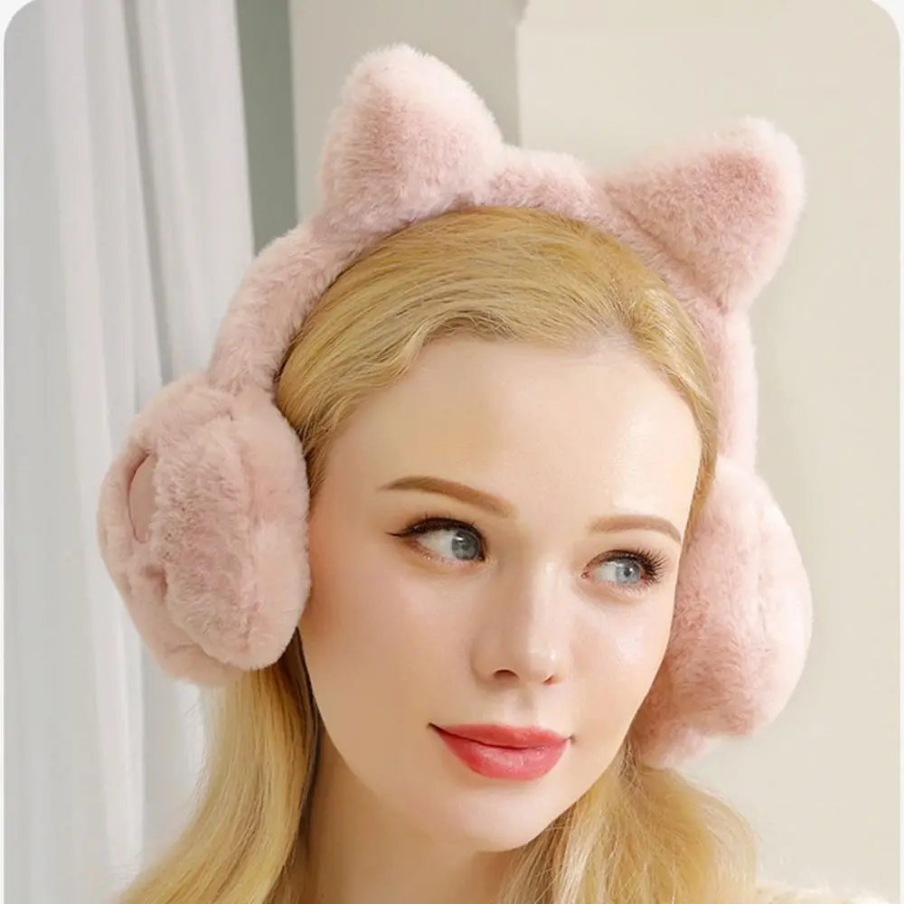Fashion Plush Ear Warmer Collapsible Anti-Freeze Ear Cover Thickening Winter Warm Cat Claw Earmuffs for Women Girls