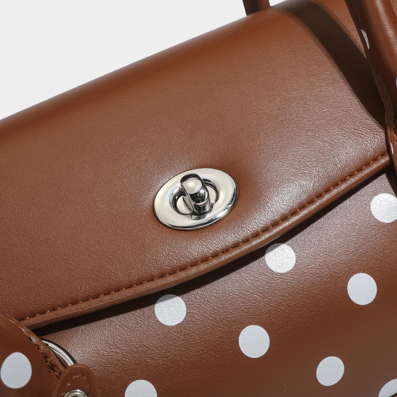 Chinese Style Polka Dot Underarm Bags For Women Luxury Designer Handbags And Purse 2026 New In PU Top Handle Rivet Lock Shoulder