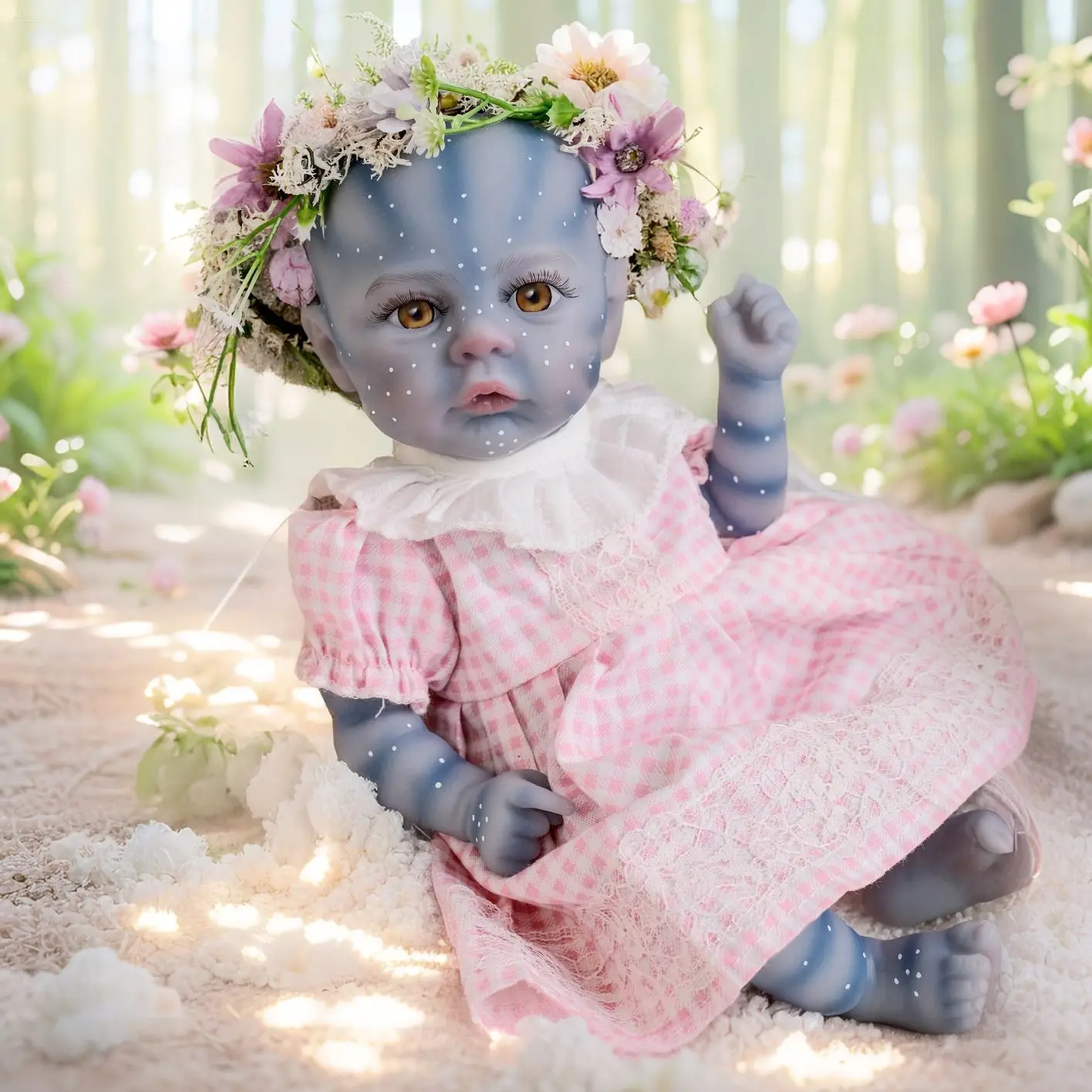 Delicata bambola Reborn da 12 pollici con vestito rosa - eleganti brillantini, perfetta per regali per bambini, regali di compleanno, regali di Pasqua.