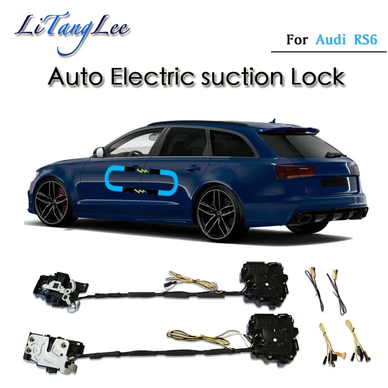 For Audi RS6 2013~2018 Car Soft Close Door Latch Pass Lock Actuator Auto Electric Absorption Suction Silence Closer