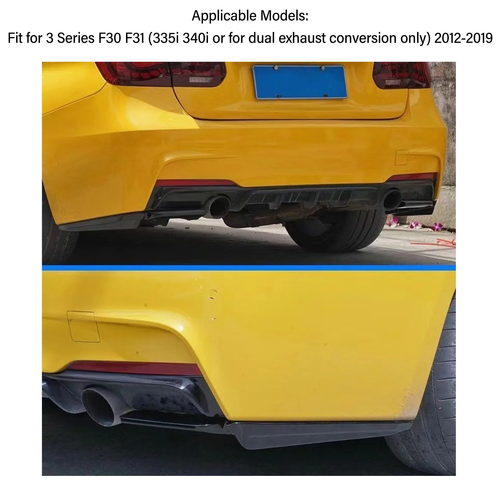 リアバンパーリップスポイラースプリッター光沢のある黒のサイドスポイラーガードプロテクター 3 シリーズ F30 F31 2012 から 2019 用