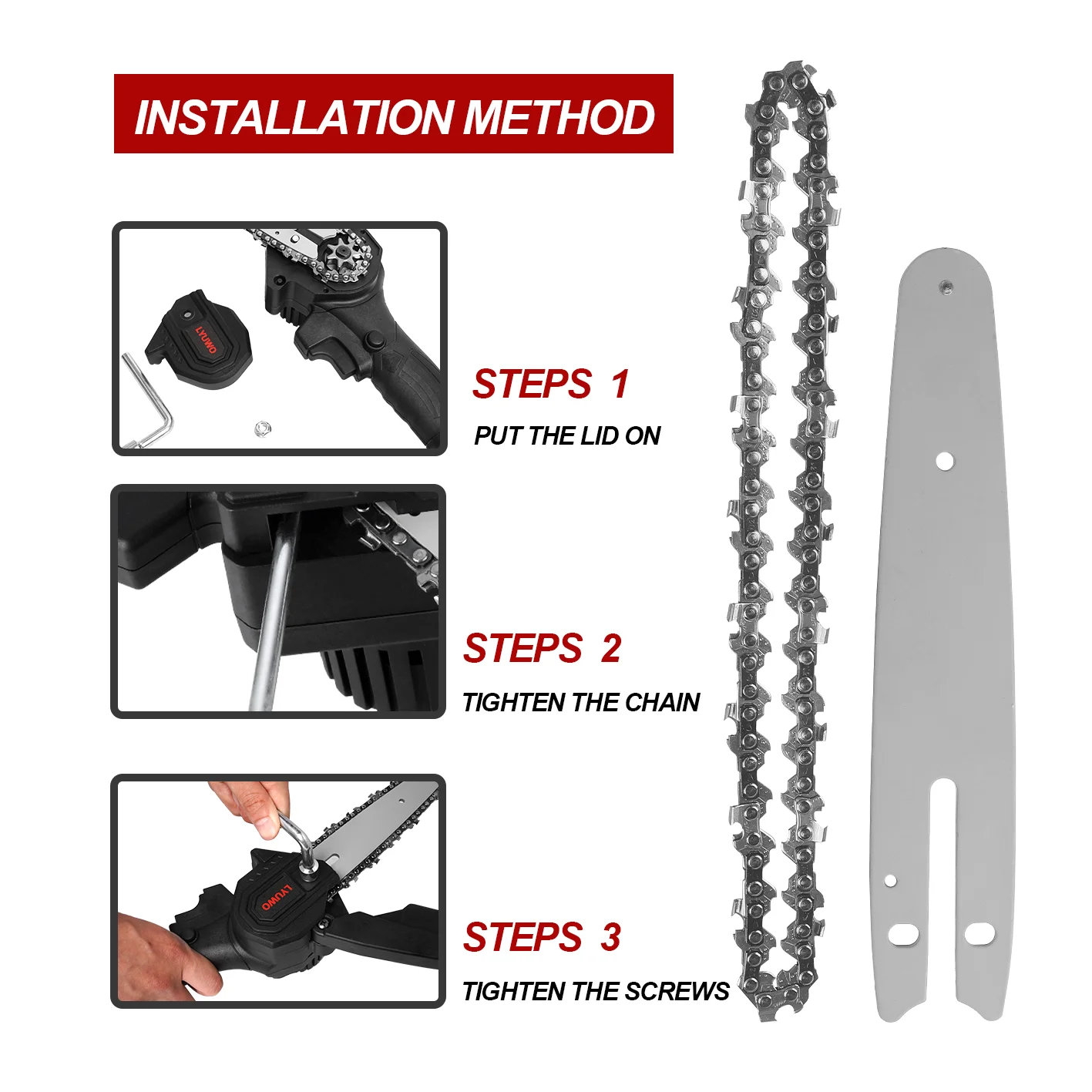 4 Inch/6 Inch Electric Chain Saw Mini Steel Chainsaw Chains Electric Chainsaws Garden Power Tools Accessories