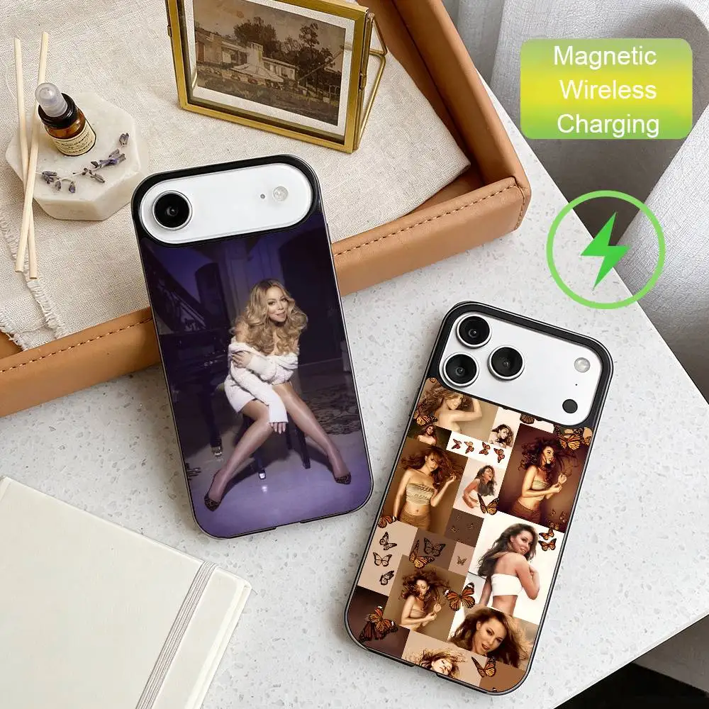 

M-Mariah C-Carey Retro Diva Look Phone Case For iPhone17,16,15,14,13,12,Wireless charging protective case soft cover