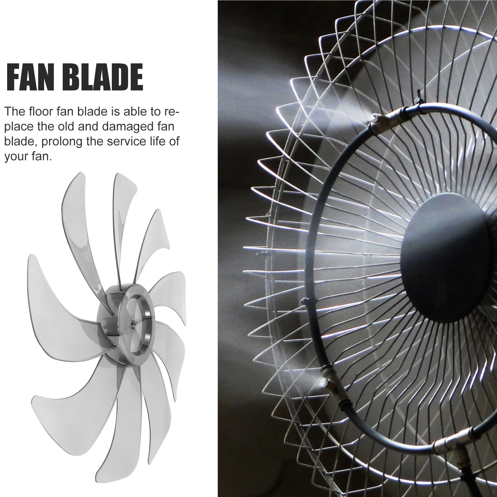 1Pc 14In/9 Leaves Plastic Fan Blade Leaves Universal Fan Blades Household Fan Blades Replacement Standing Fan Table