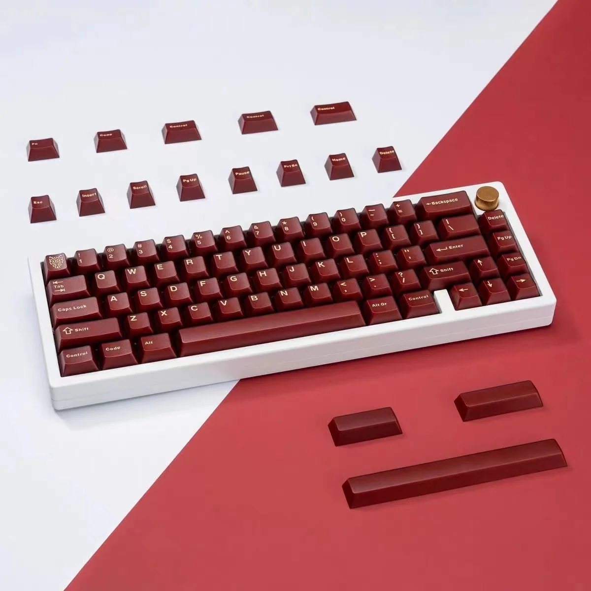 Wine Red Semitransparent 7U Keycaps 121 Keys PBT Keycaps Cherry Profile DOUBLE SHOT ABS Font  for MX Switch Mechanical Keyboard