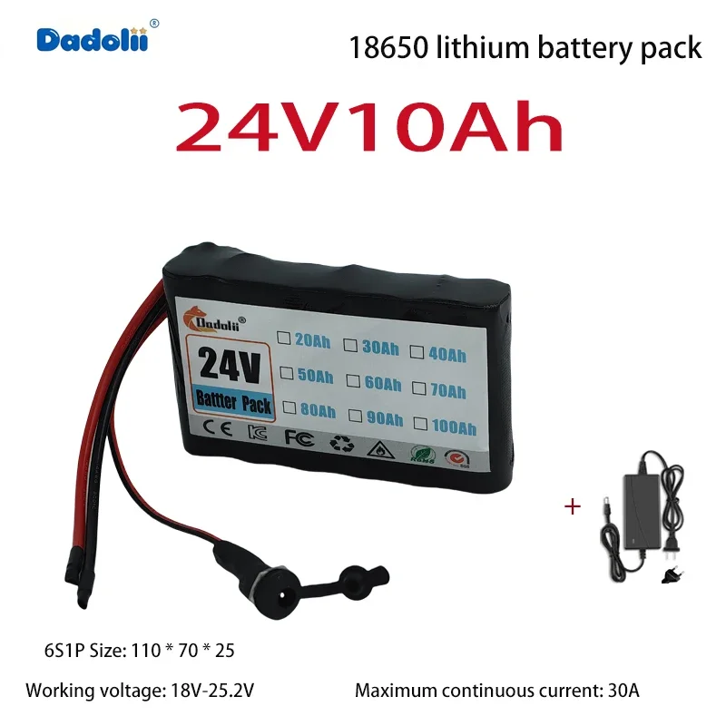 حزمة بطارية ليثيوم 24V10Ah 6S1P، خلايا بطارية جديدة مع 1200 رسوم وعمر ممتد #4