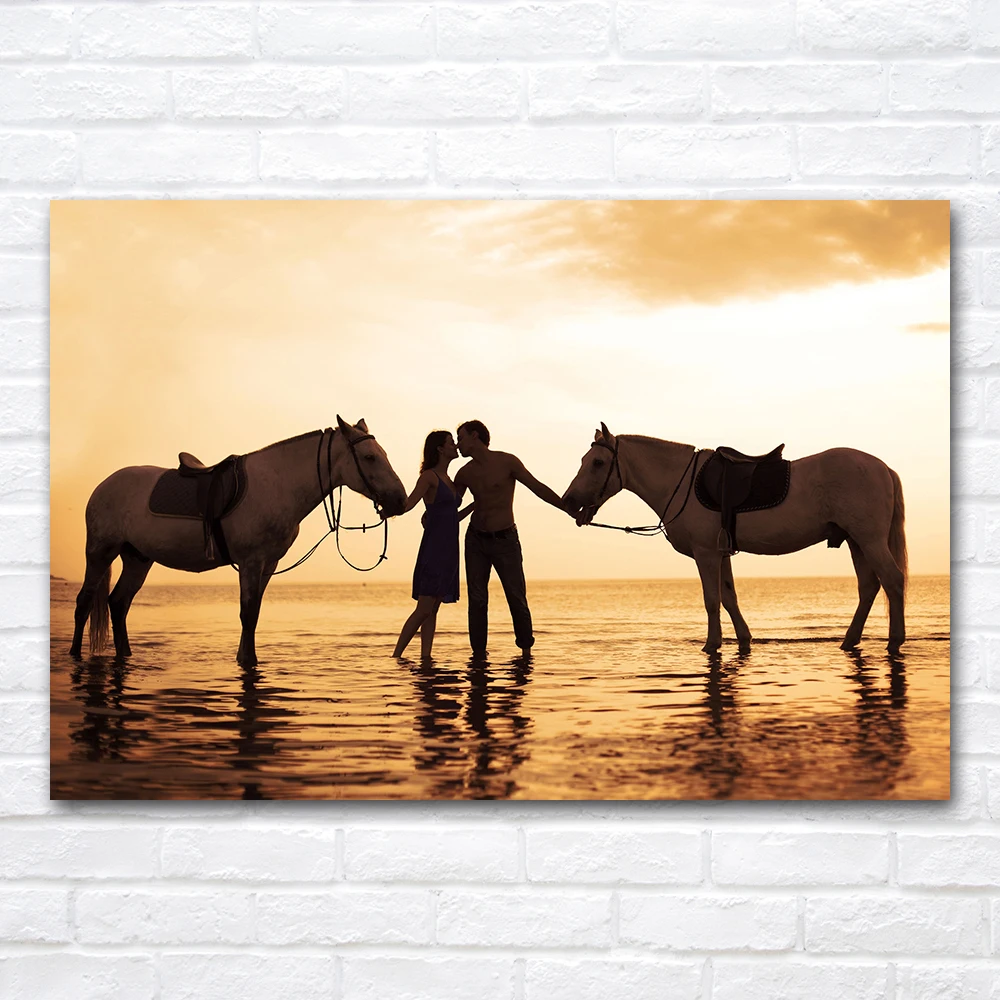 Lovers by the Seaside Canvas Painting Canvas Wall Art Picture Home Decor Items Illustration Poster Print Art Mural