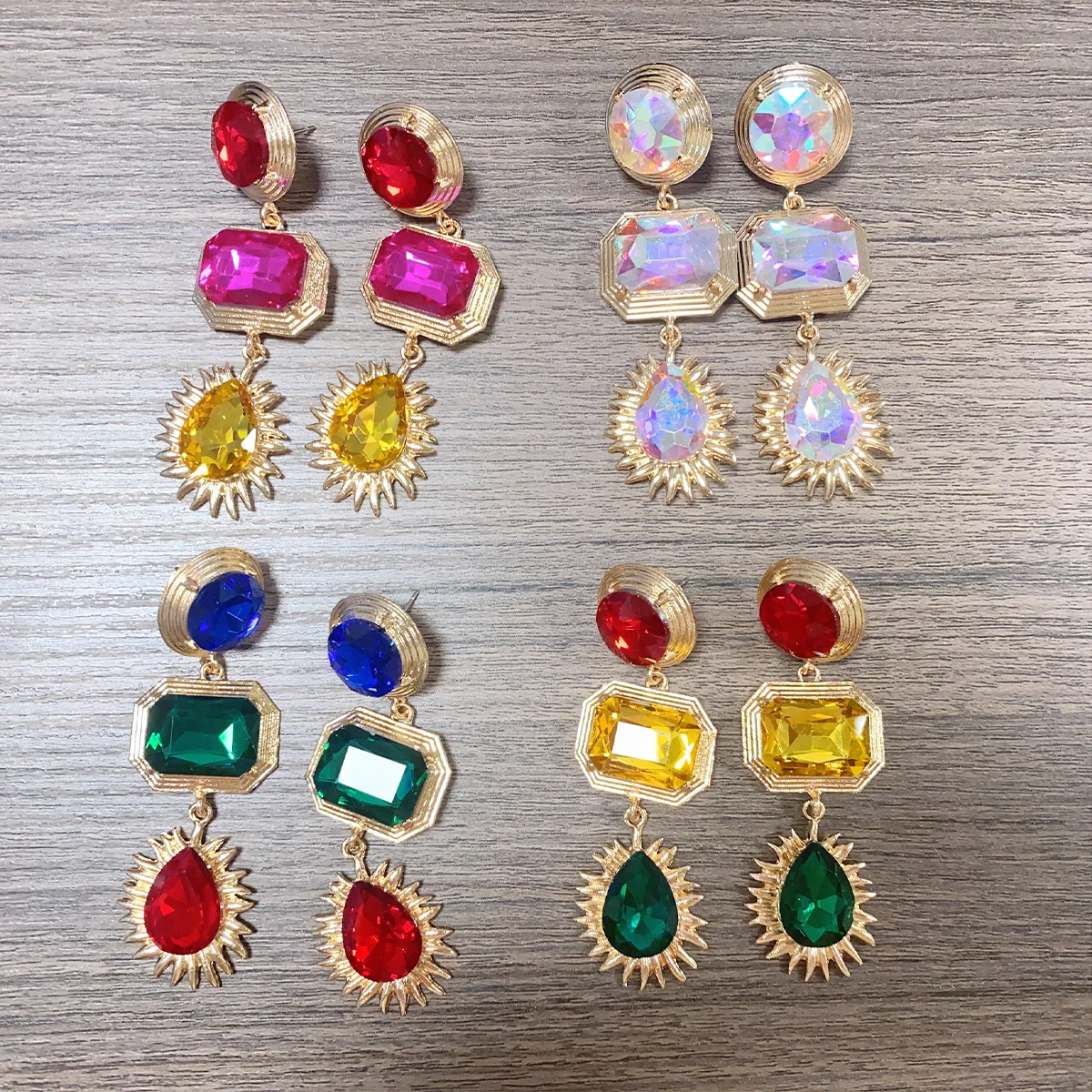 Luxury Elegant Colorful Vintage Style Faux Gemstone Drop Earrings for Women Suitable for Party Prom Wedding Jewelry
