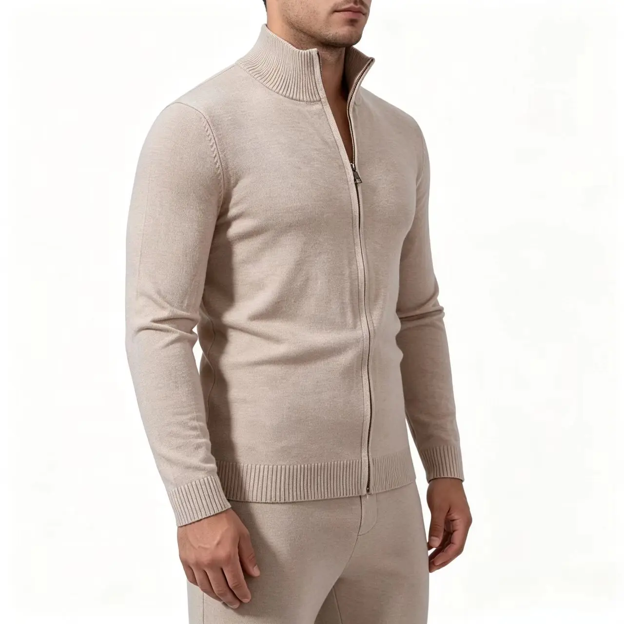 Spring Autumn Solid Knitting Cardigans Men Stand Collar Slim Fit Sweater Jacket Male Casual Knitted Cardigan Zipper Sweater Coat