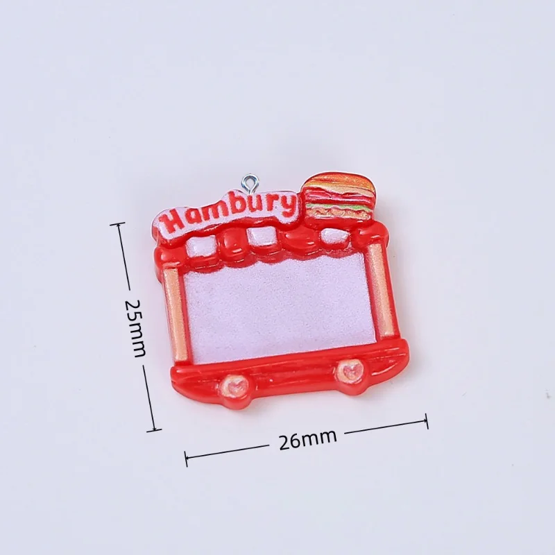 10Pcs Mini Burger Car Resin Charms Pendants For Jewelry Making Accessories DIY Crafts Earring Necklace Bracelet Decoration