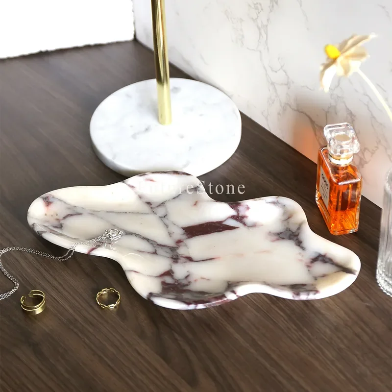 Retro light luxury natural card purple marble hotel B & B commercial tray jewelry ornaments tray
