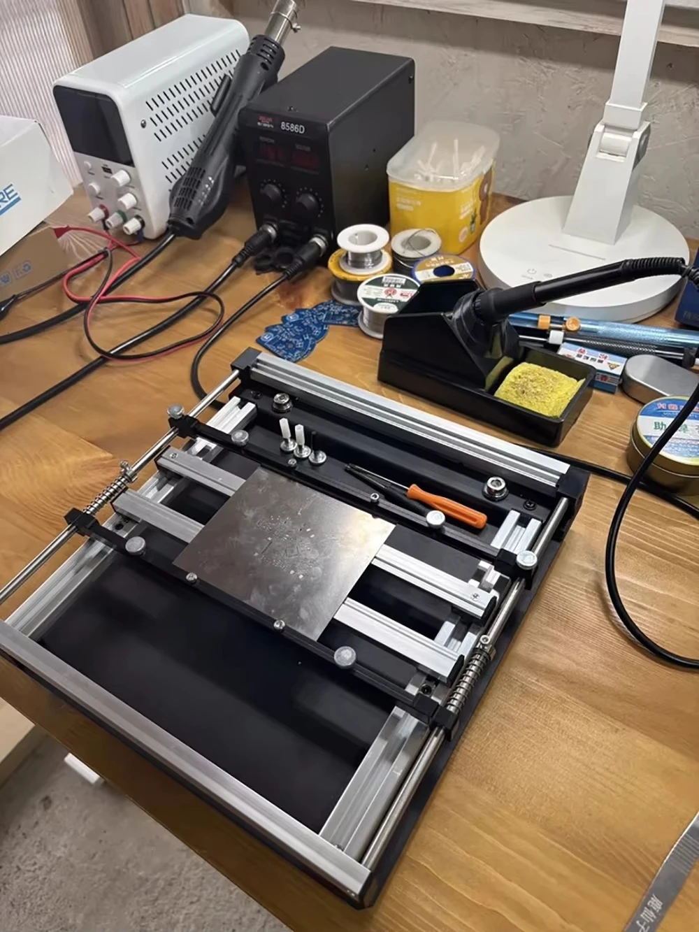 Diy Electronics Workbench - เครื่องพิมพ์ลายบัดกรีแบบแมนนวล SMT ขนาด 20x20 ซม. พร้อมแท่นวางเหล็กสำหรับงาน