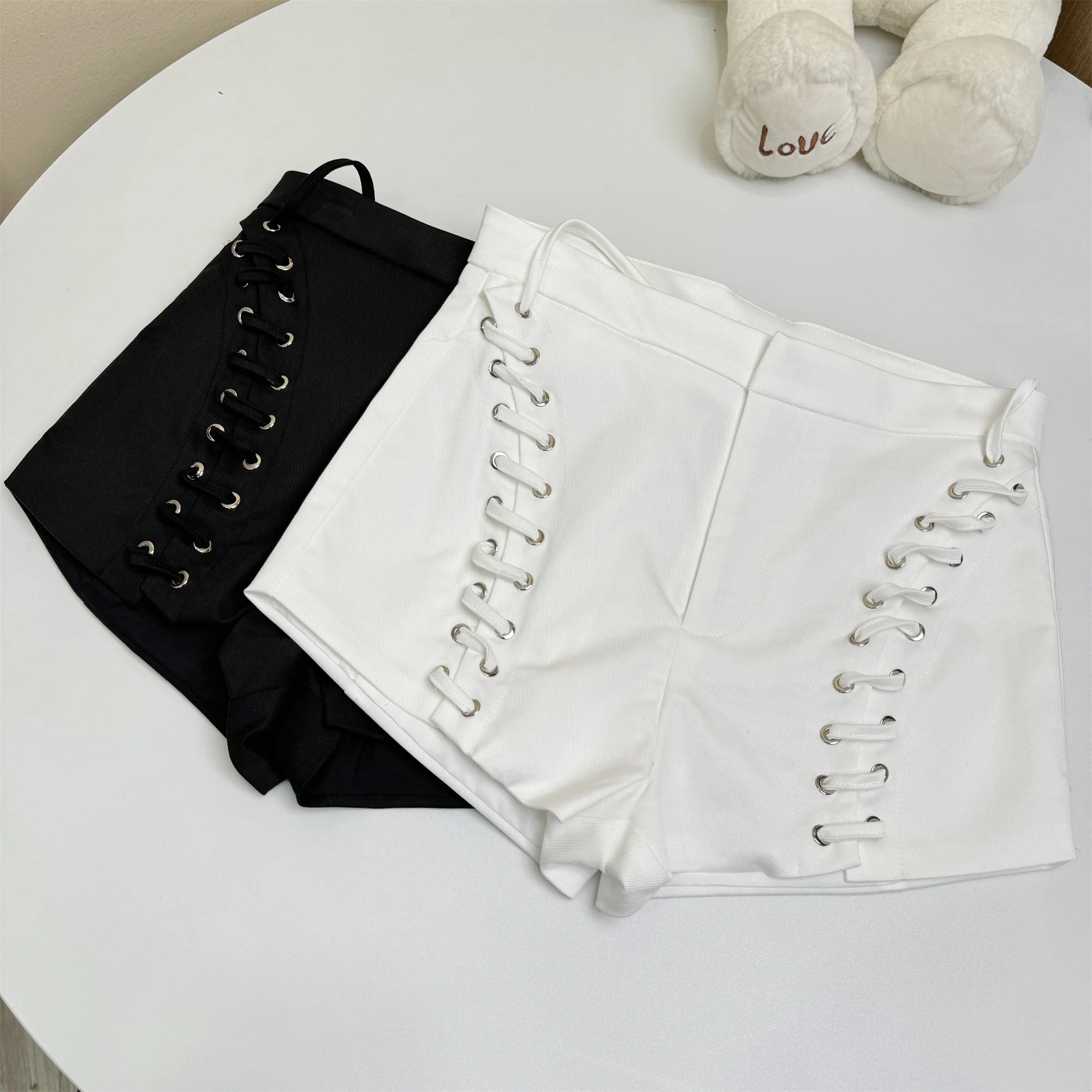 

Женские летние шикарные шорты с высокой талией и завязками, однотонные, для уличного стиля