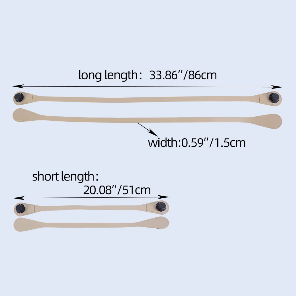 2026 1 pair long short flat Obag handles shoulder hand held straps smooth surface pu leather 86cm 51cm bag accessories for O bag
