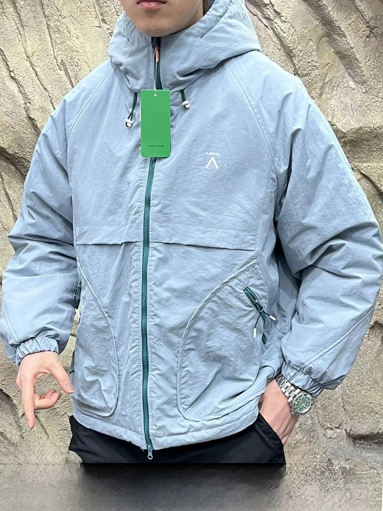 

Warm Outdoor Climbing Clothes Hooded Cotton Jaet Loose Fitting Couples Sle Youth Faion Stand Size Long Sve Coat