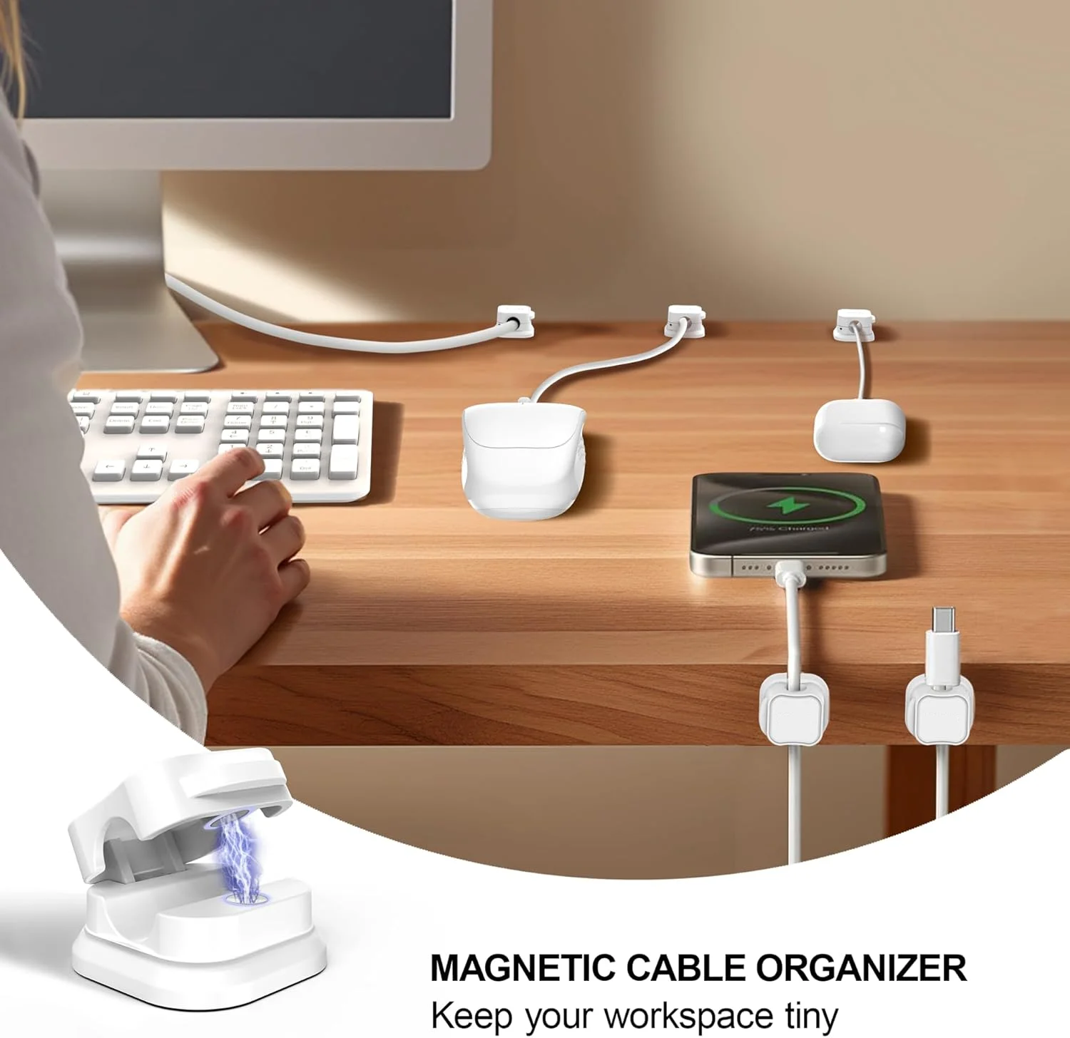 6 Pieces Magnetic Cord Clip Cord Holder Cute Quirky Patterned Cord Organizer Organize Cell Phone Charging Cables For Home, Desk