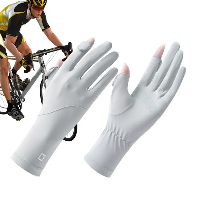 Summer Ice Silk Sunscreen Gloves Women Touch Screen Gloves Anti-UV Breathable Non Slip Riding Driving Gloves