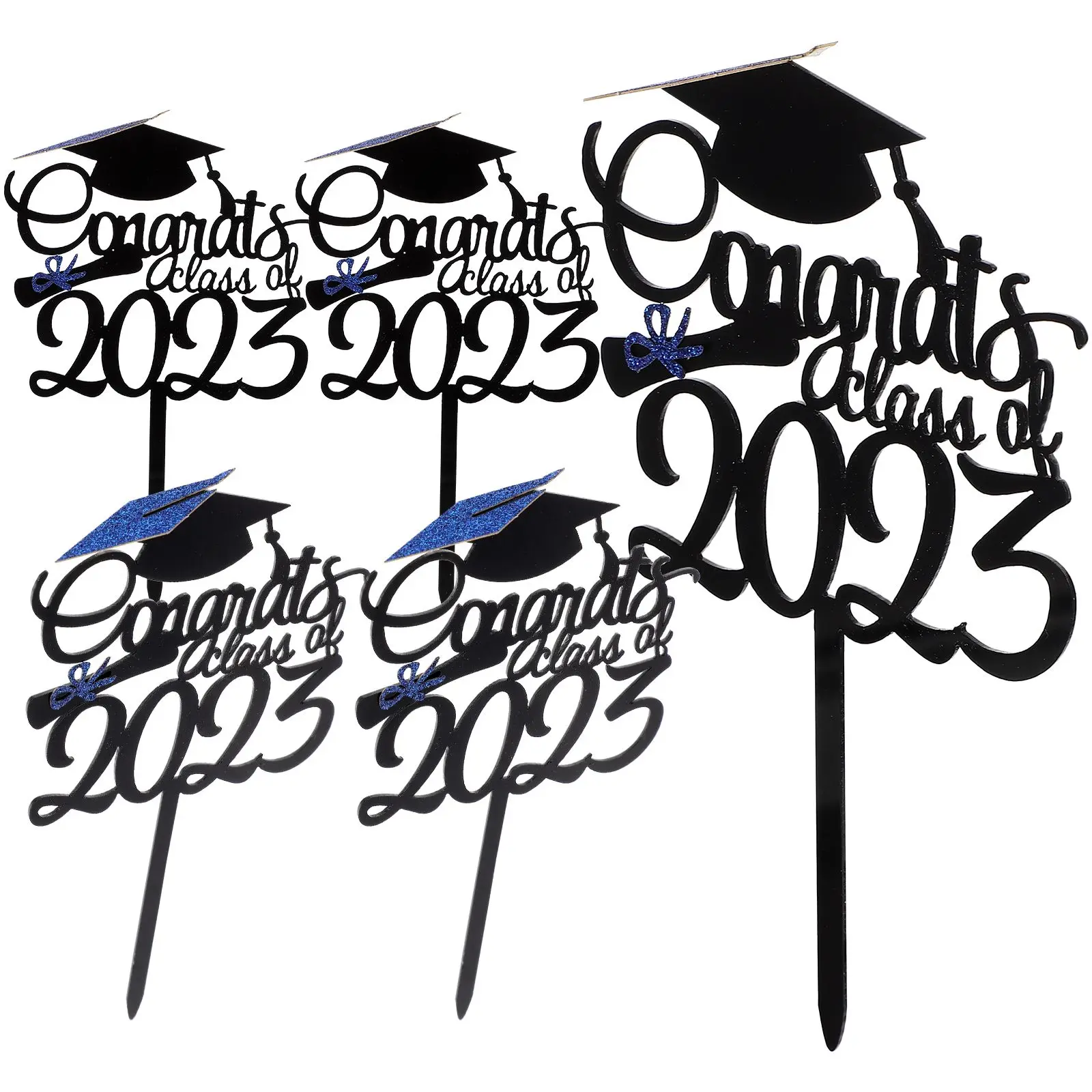 

Graduation Cake Topper Picks Acrylic Decorations Reusable Party Dessert naments Grad Cupcake Toppers Congrats Inserts 2023