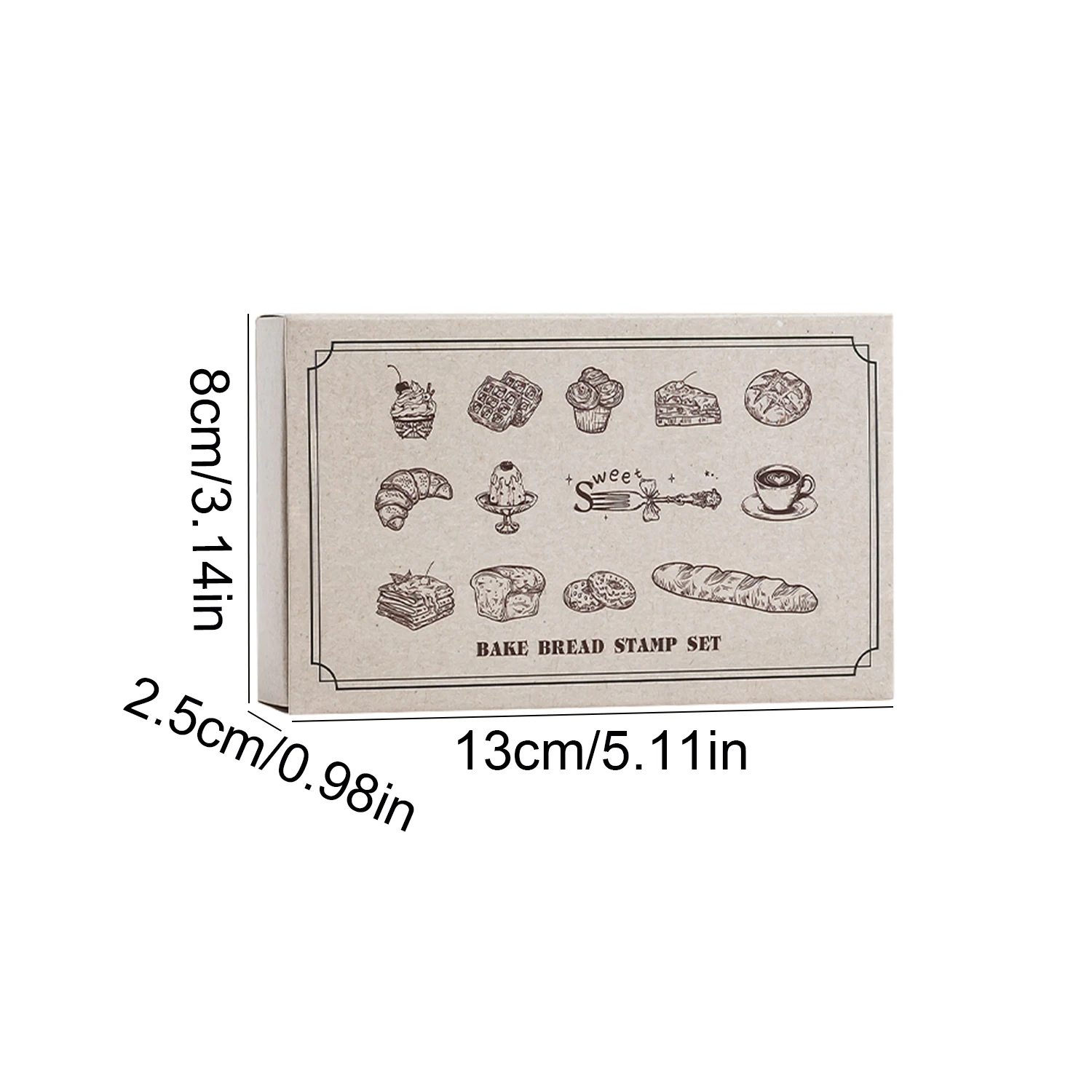 Vintage Wooden Rubber Stamp 13 Pieces/Box Bread Cake Coffee Dessert Stamps For Journal Scrapbook Card Making Diy Art Craft Decor