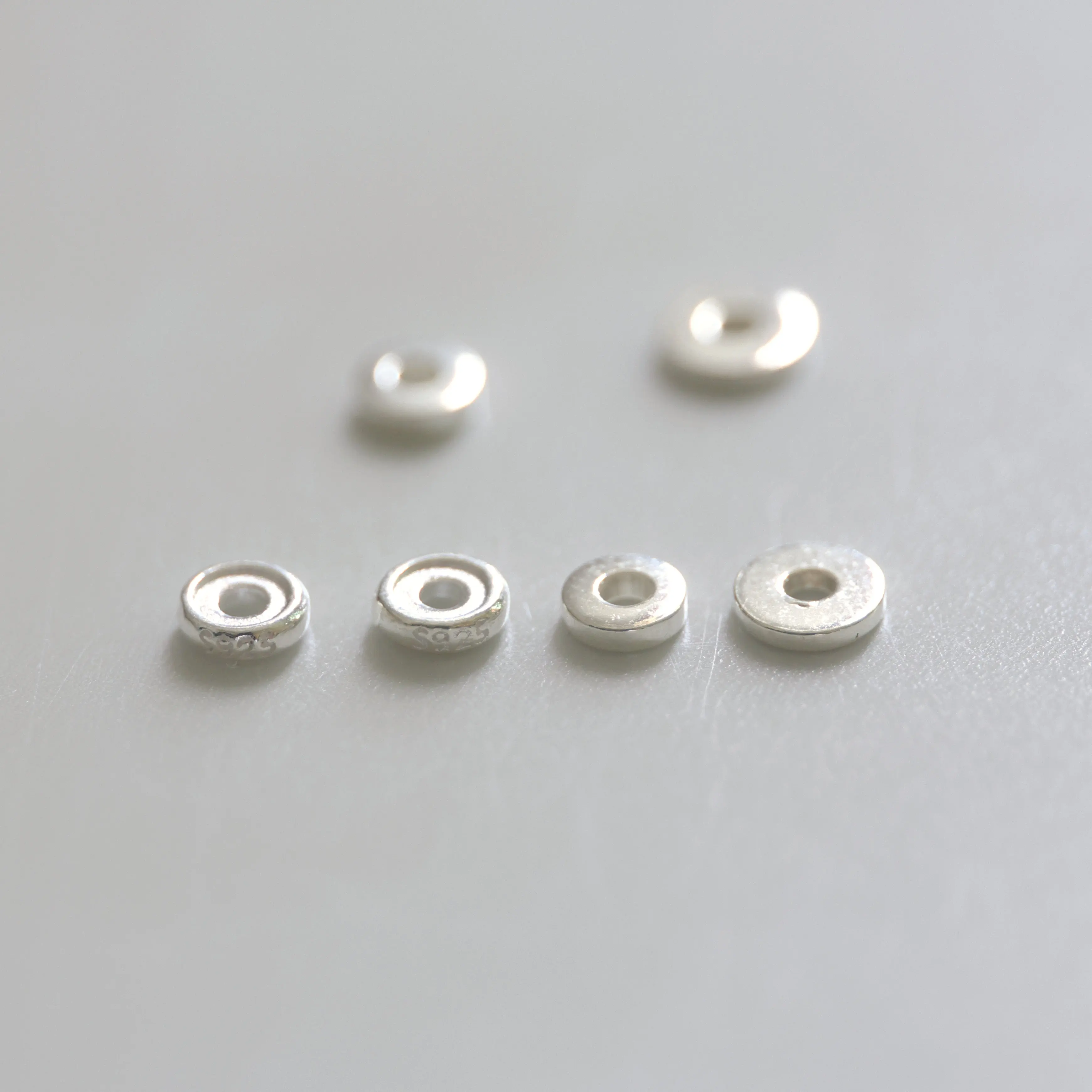 10pcs 100% Solid 925 Sterling Silver Round  Spacer Beads for DIY Fine Jewelry Making Jewelry Finding Accessories JQ0090