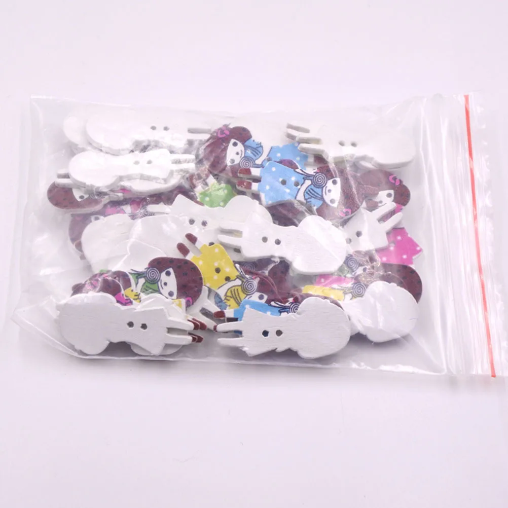 

100pcs 2 Pack Colorful Painted Wooden Buttons Design For Sewing Diy Craft Decoration Sewing Accessories Handicraft