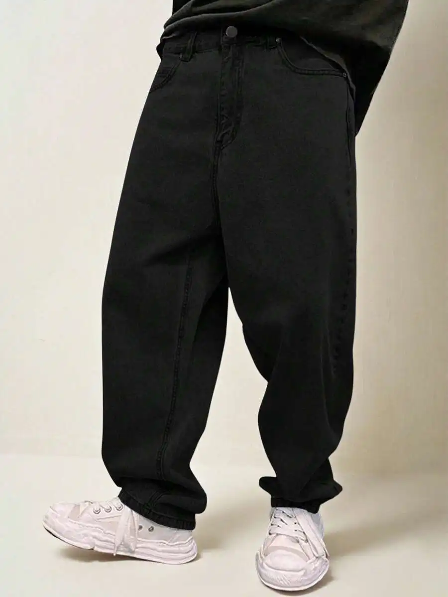 

Loose Fit Straight Leg Jeans With Slant Pockets Baggy Oversize Long Washed Skater Jean Casual Urban