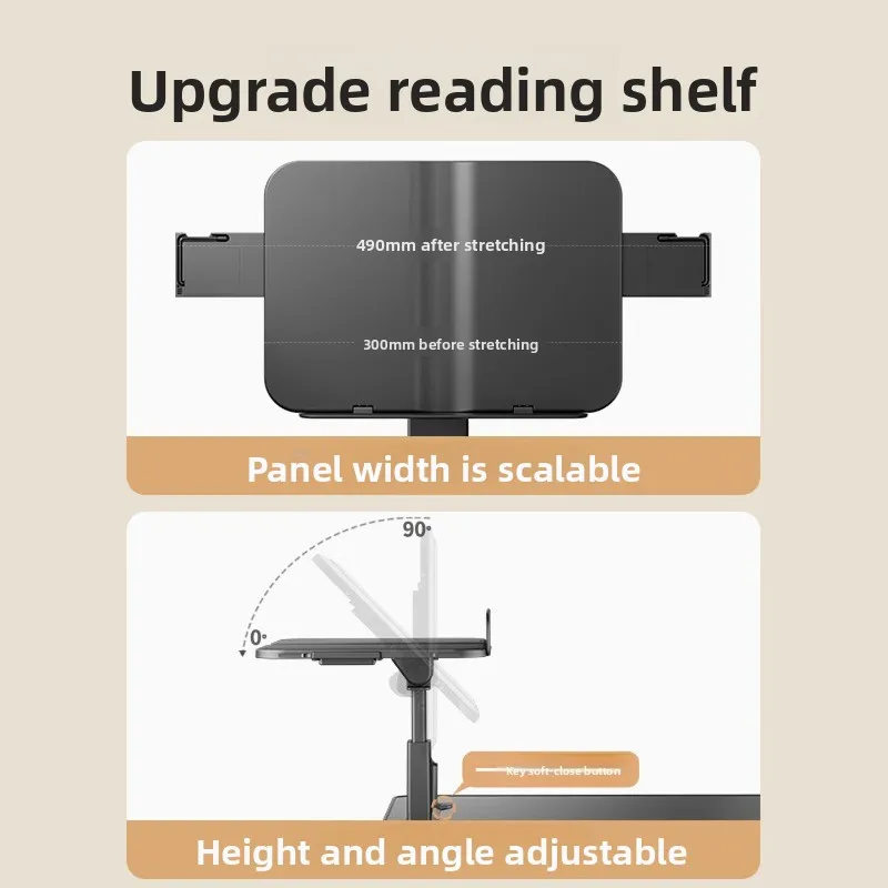 Adjustable Foldable Bed Desk with Reading Stand, Extra Wide Tabletop, Height Adjustable, for Laptop Learning, Kids Dorm Room Use