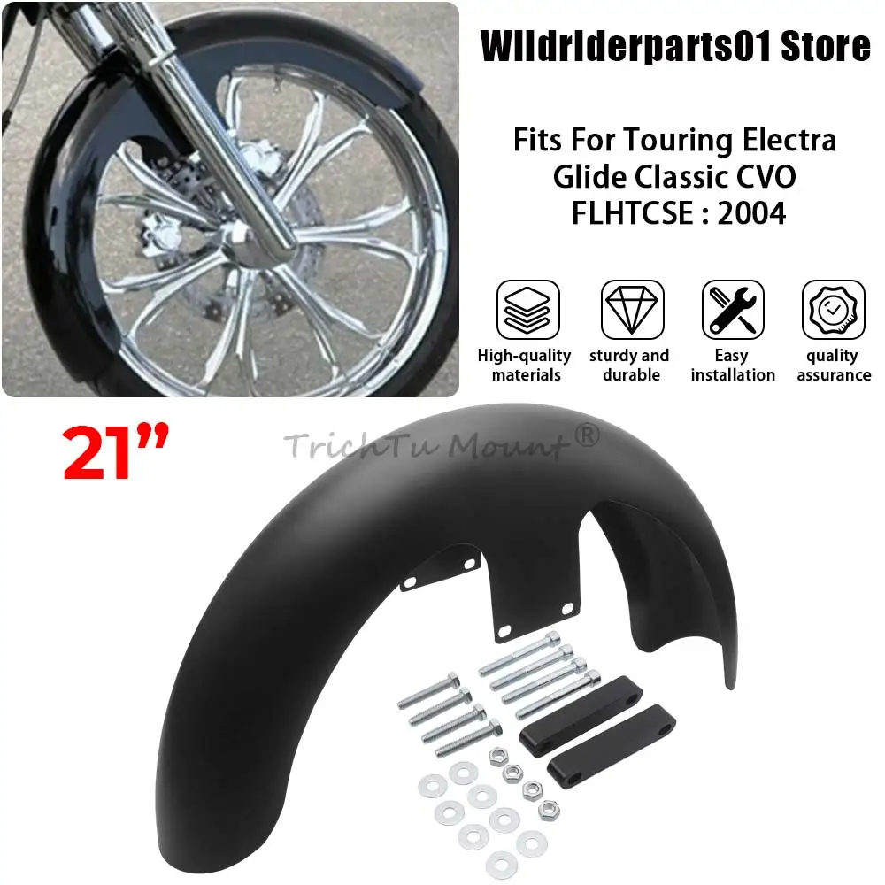 For Touring Electra Glide Police EFI FLHTPI1997–2003 2005–2006 21'' Front Fender&Bolts Matte Black Heavy-Duty Steel Motorcycle