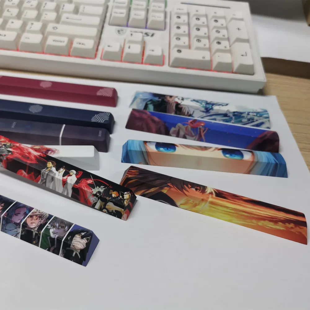 6.25U Japanese Anime Space Bar Keycaps PBT Cherry Profile For Mechanical Keyboard Double-shot Cute Color 5-Side DYE-SUB Spacebar