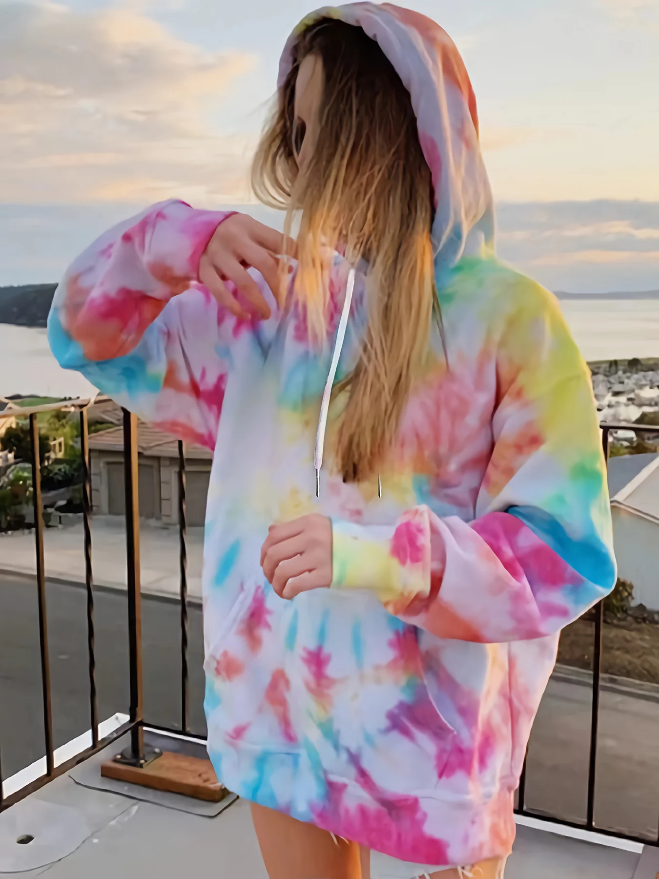 Fashion 3D Tie Dye Gradient Print Hooded Spring Autumn Women Clothing Pullover Sweatshirt Casual Y2K Streetwear Sport Hoodies