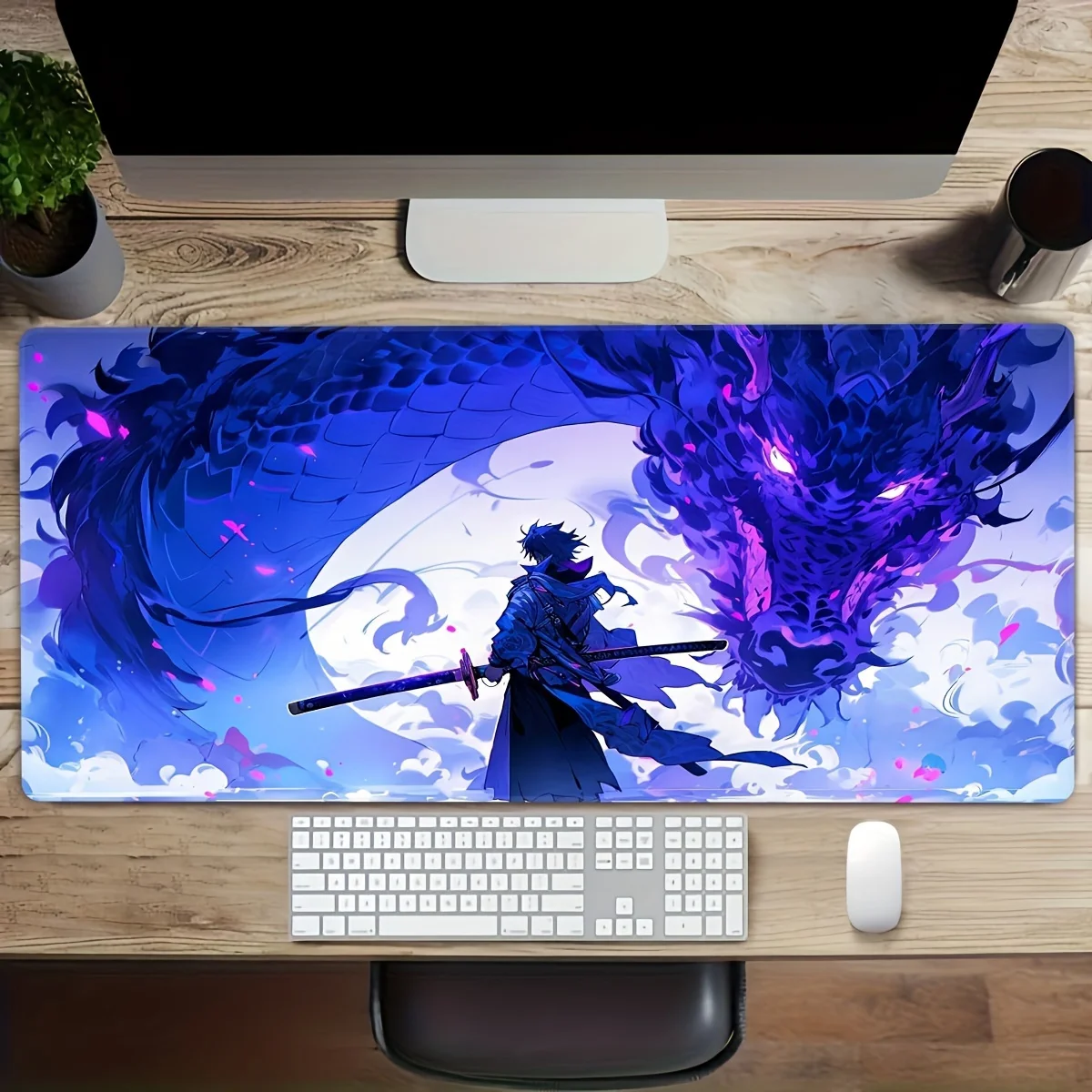 Gaming-Mauspad mit Drachenjungen-Muster, Anime-Schreibtischunterlage mit rutschfester Gummibasis, Geschenk für Gamer im Büro