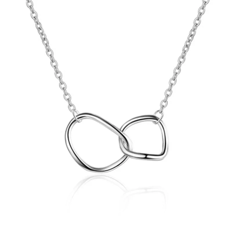 Delicate Clavicle Chain 925 Sterling Silver Infinity Double Irregular Circle Necklace for Women Gift Kolye Collares Bijoux Femme