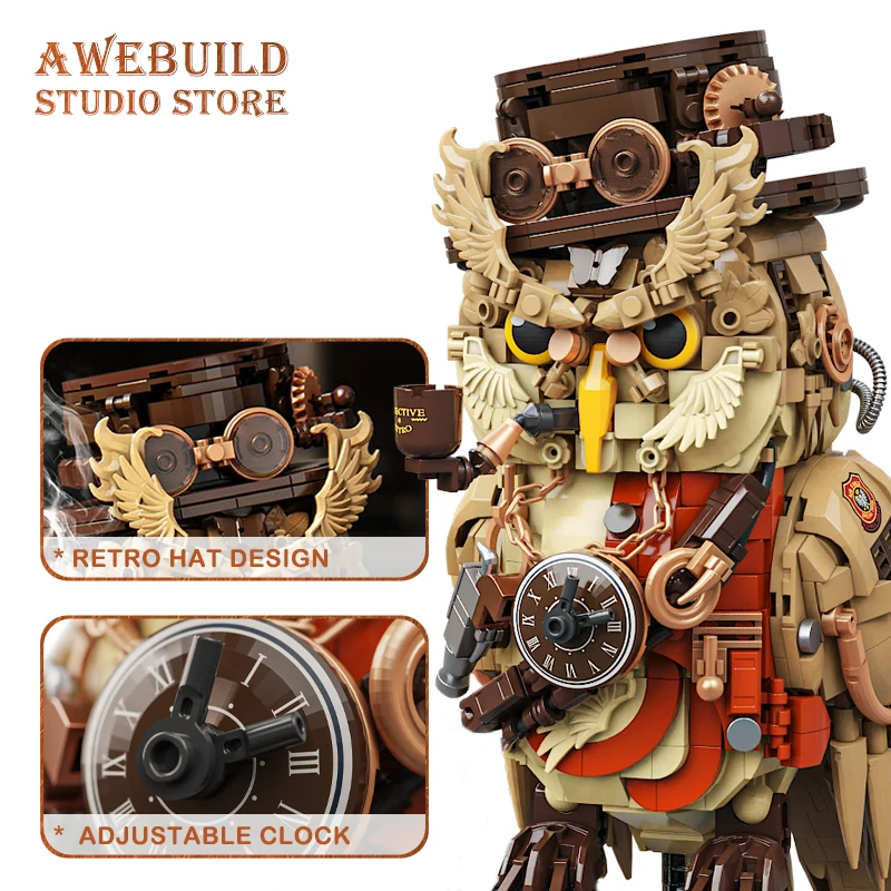 1286Pcs Mech Owl Detective Building Blocks Set Cyberpunk Magic Animal DIY Creative Bricks 3D Model STEM Toy Adult Birthday Gifts view 3