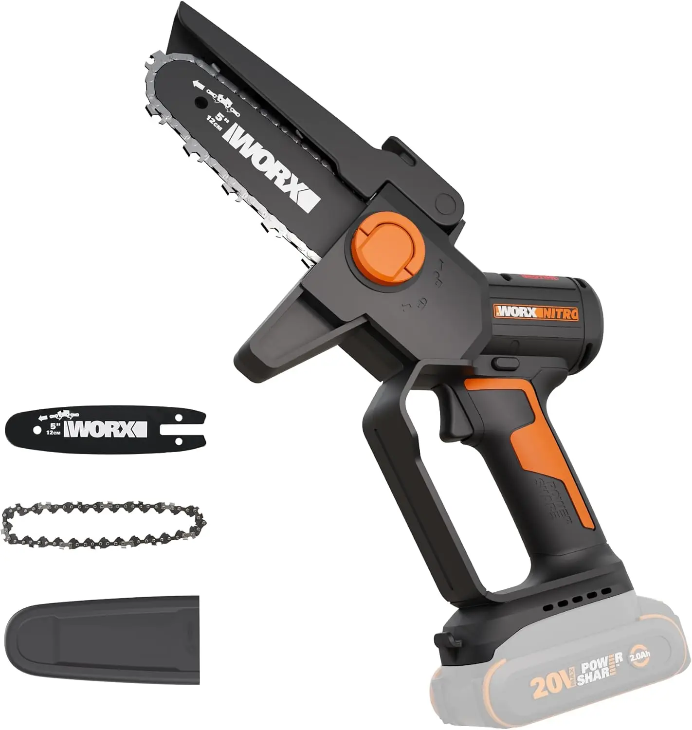

20V Cordless 5" Pruning Saw, Brushless Chainsaw Cordless, Lightweight Electric Chainsaw 33 ft/s, Handheld Battery Chainsaw w/Too