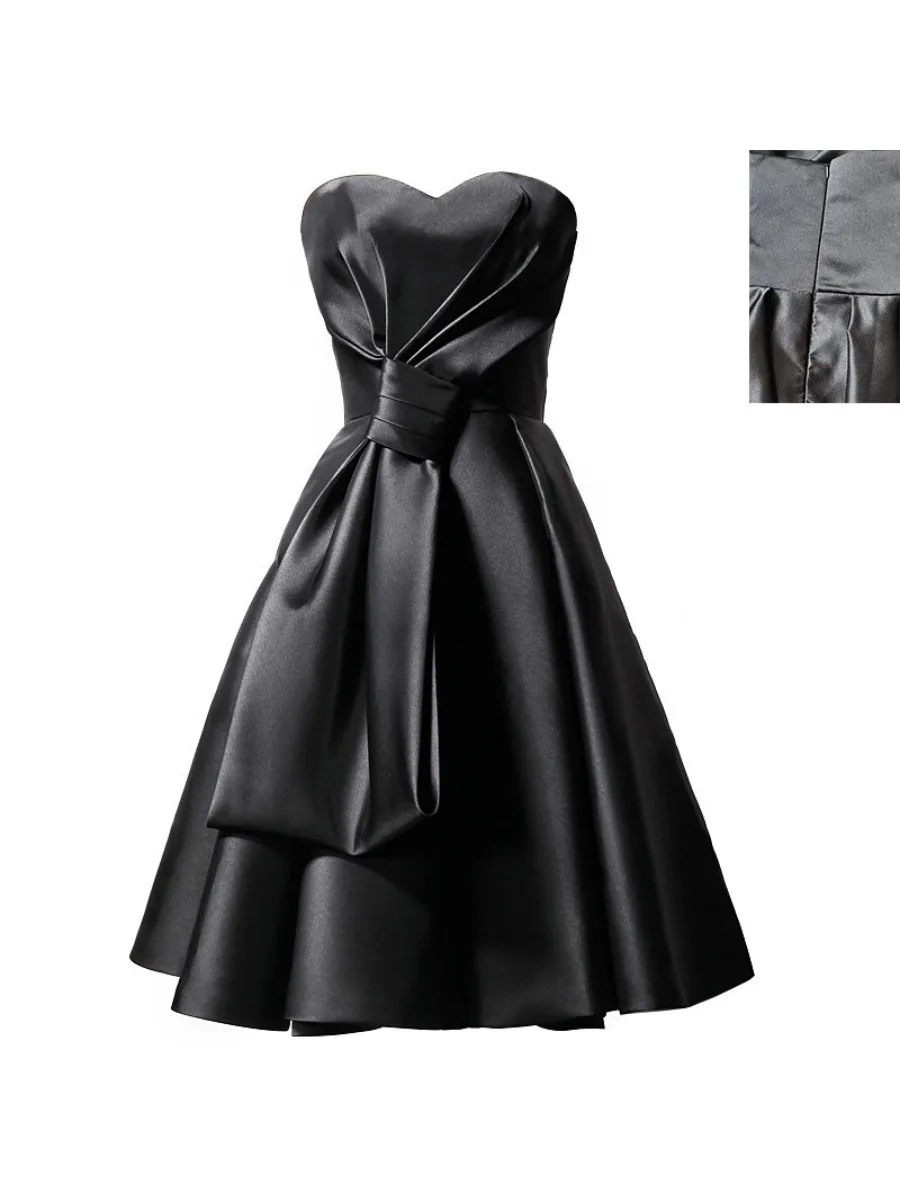 Sexy sem alças casamento dama de honra vestido de festa elegante baile noite convidado mini vestidos de verão para mulher 2025 preto formatura