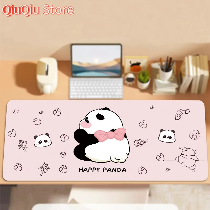 

Коврик для клавиатуры с рисунком маленькой панды, большой коврик для мыши, настольный коврик, пудровый грязеотталкивающий коврик для мыши со швами для девочек и мальчиков