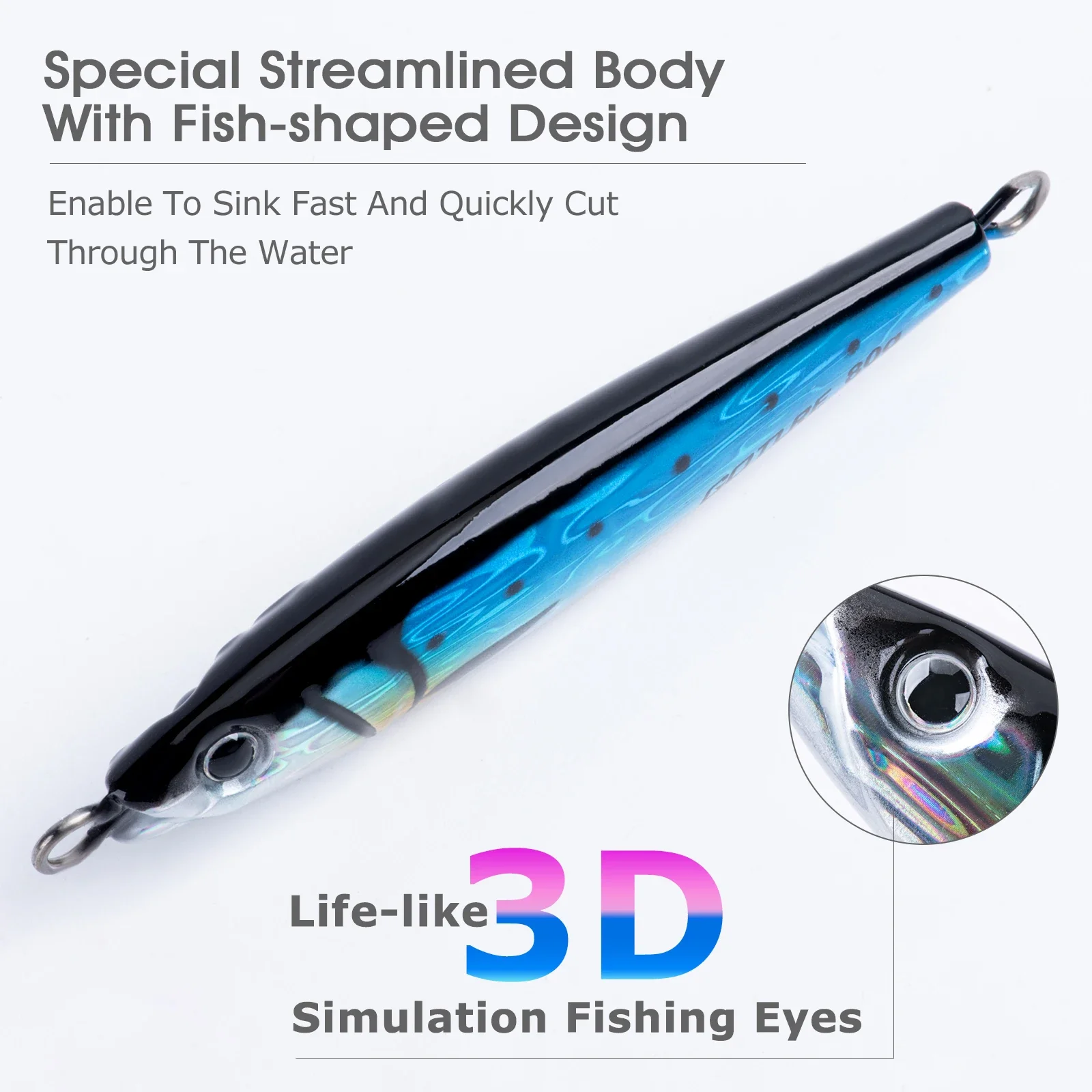 

Goture Metal Sinking Bait Large Vertical Metal Jigs 60g 80g 100g 150g Deep Sea Fishing Lure Saltwater Jigging Lure Hard Bait