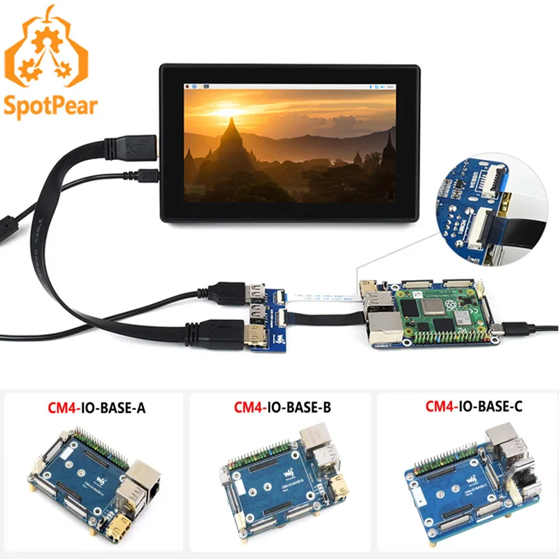 Adaptador USB HDMI para placa de desarrollo CM4-IO-BASE diseñado para el módulo de cómputo Raspberry Pi 4 CM4 IO BASE