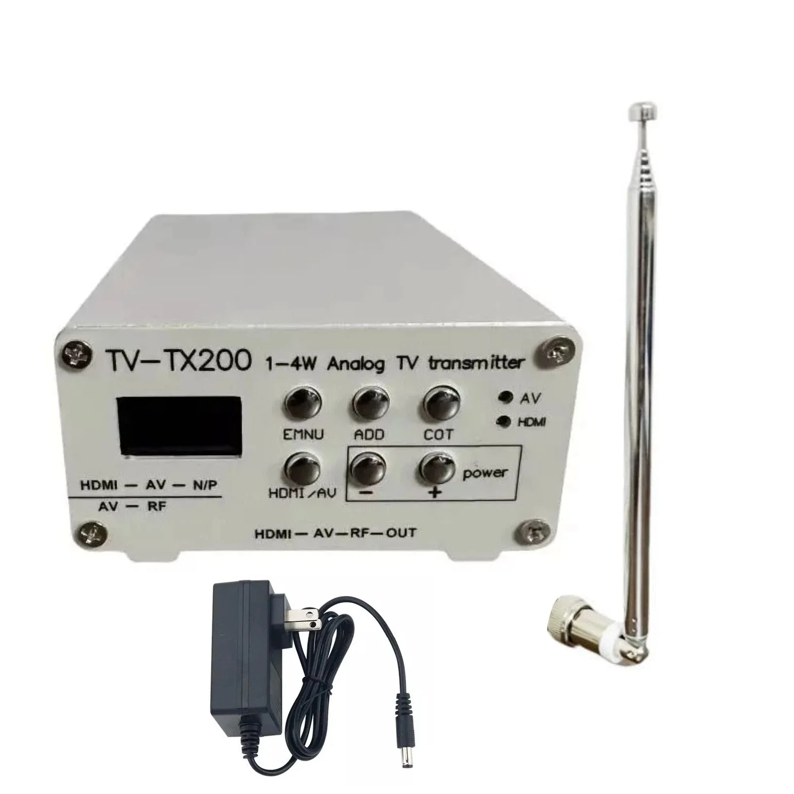 TV-TX200 VHF/UHF Analog TV Transmitter Support HD/AV Input Analog Signal Transmitter w/ Antenna