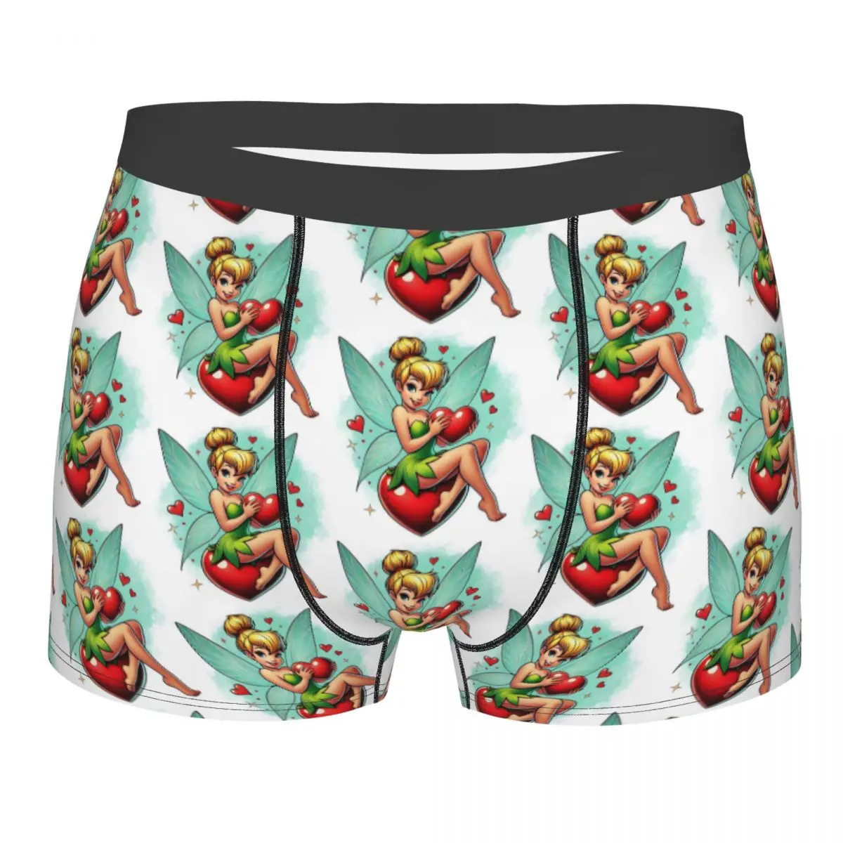 

Custom Tinker Bell Love Underwear Men Breathable Boxer Briefs Shorts Panties Soft Underpants For Homme