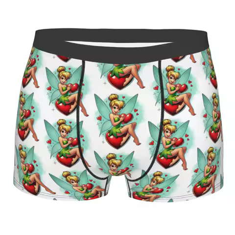 Custom Tinker Bell Love Underwear Men Breathable Boxer Briefs Shorts Panties Soft Underpants For Homme