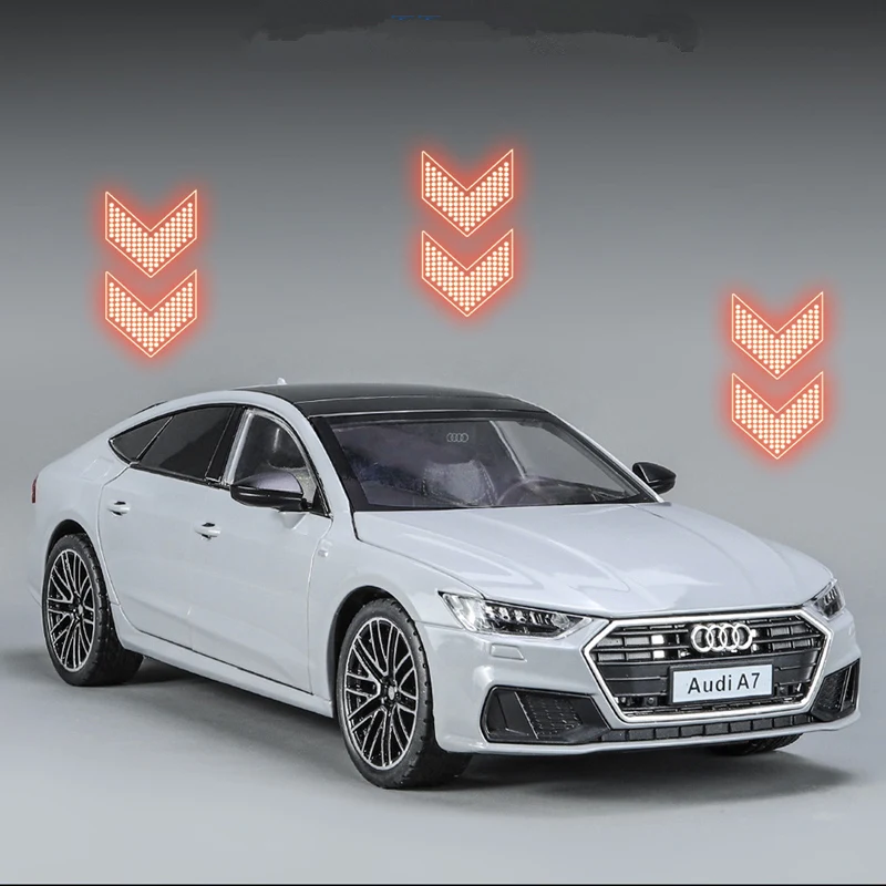 1:24 AUDI A7 Coupe Alloy Car Model Diecast Metal Toy Vehicle Car Model High Simulation Sound and Light Collection Childrens Gift