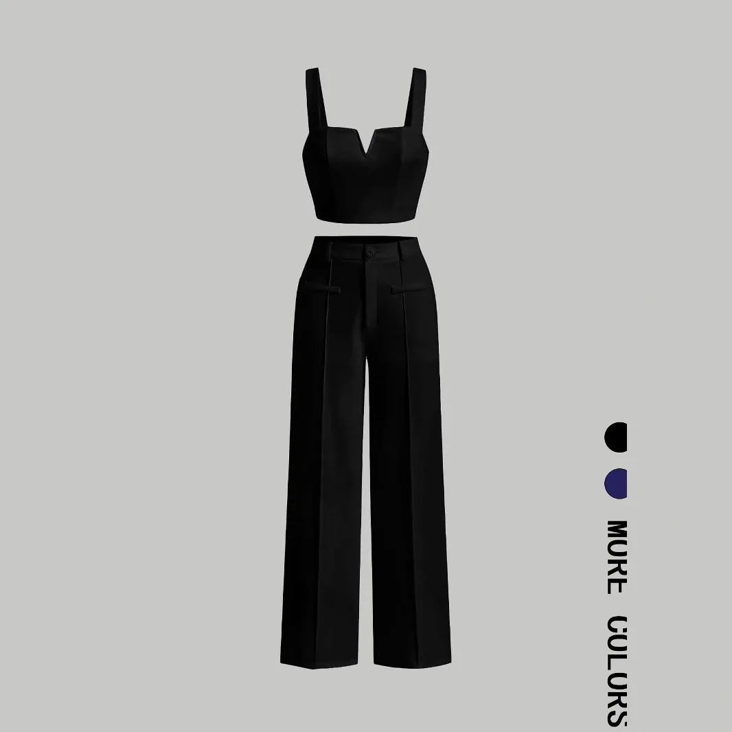 زهرة طباعة السراويل مجموعات النساء أزياء أنيقة أكمام اقتصاص أعلى واسعة الساقين السراويل قطعتين مجموعة الصيف جديد سيدة الدعاوى #3