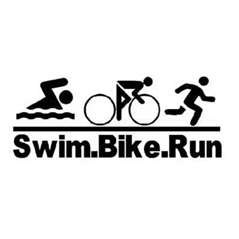 70059# Swim,Bike&Run, Triathlon Running Multisport Car Decals, Weather-Resistant Vinyl Stickers for Windows, Bumper,