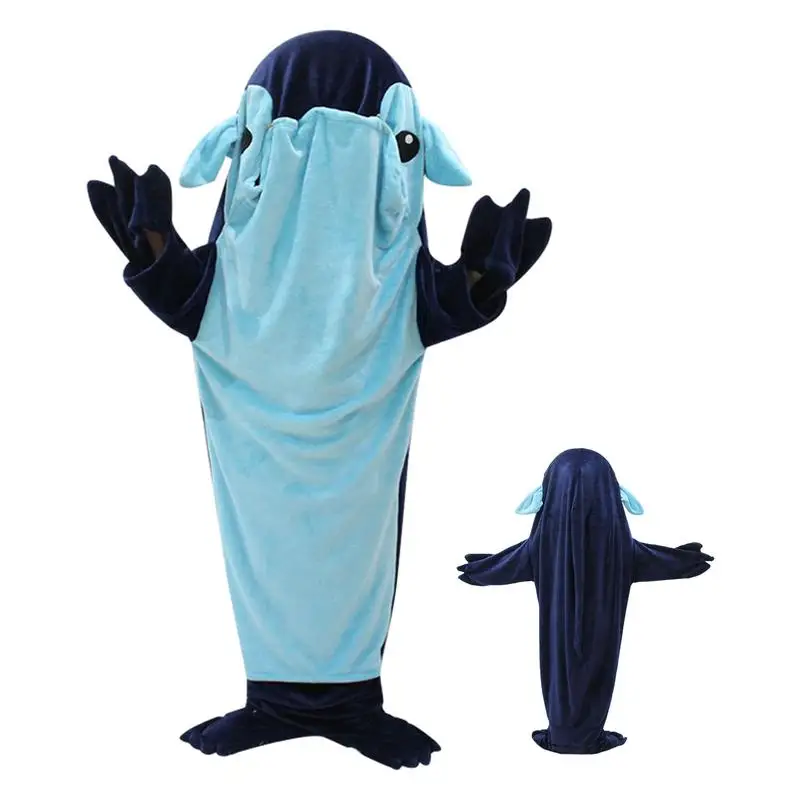 Shark Wearable Hooded Blanket Comfortable Cartoon Shark Blanket Hoodie Cozy Nap Blanket Shark Blanket Onesie For Children Adults