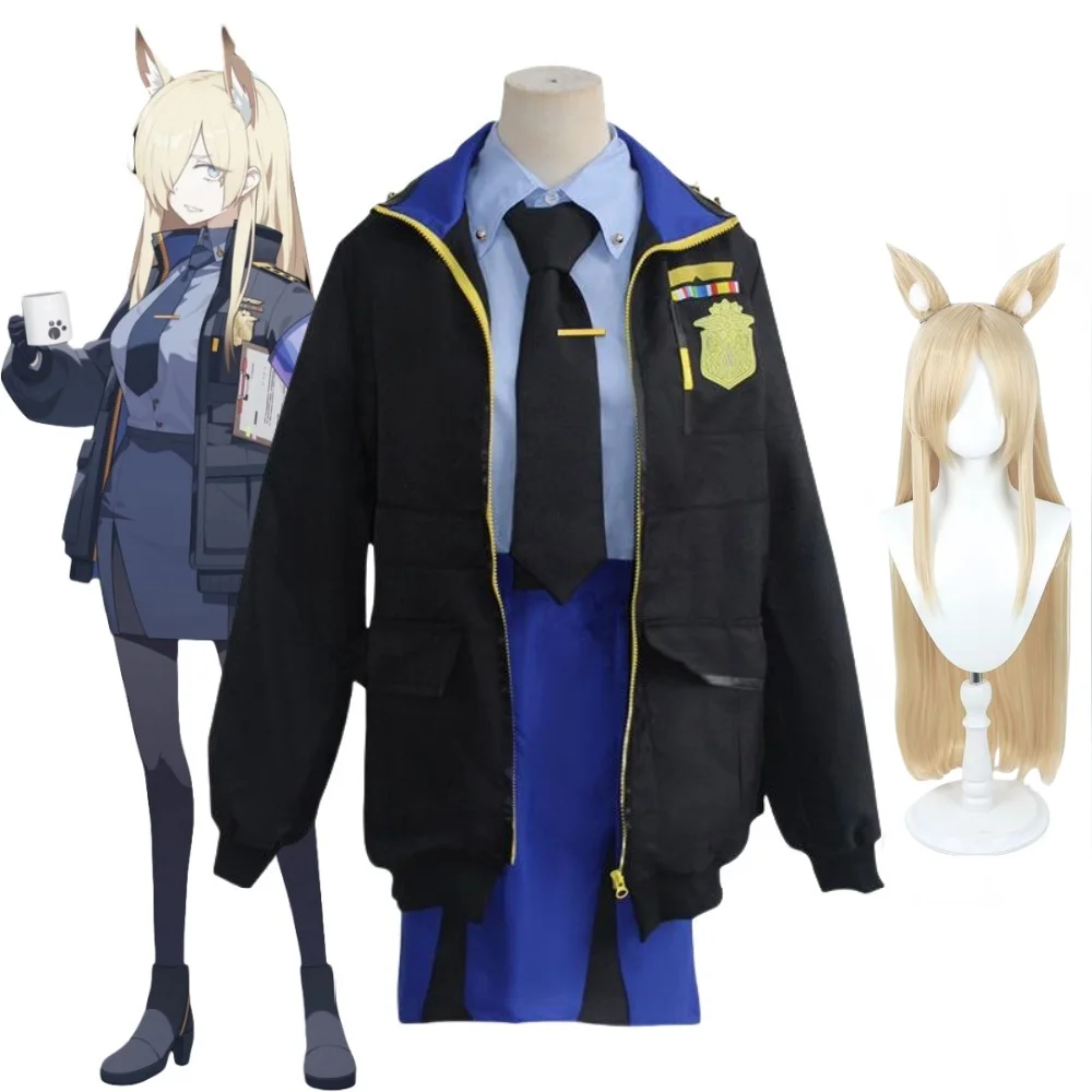 Ogata Kanna Cosplay Blue Archive Costume Wig Cos Game Police Uniform Anime Party Uniform Hallowen Play Role Clothes Clothing ﻿