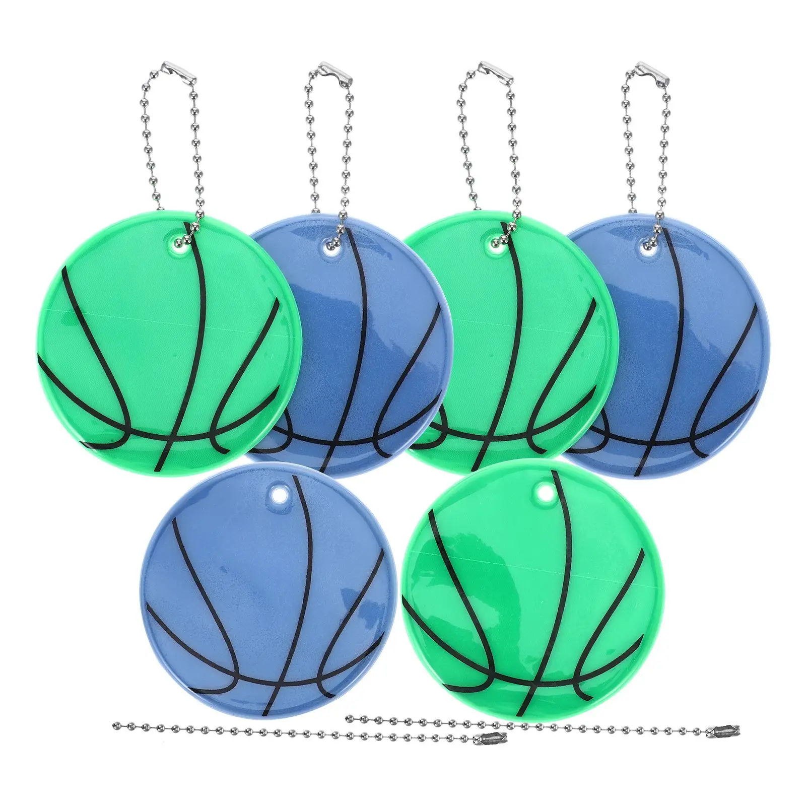 

6 Pcs Basketball Pendant Keychains Backpack Reflectors Reflective Glowing Globe Bulk Bike
