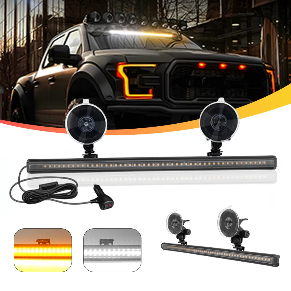 

17.5" 48 LED Windshield Traffic Advisor Strobe Light Bar Amber White Emergency Hazard Warning Lamp 12V For Truck Car Van