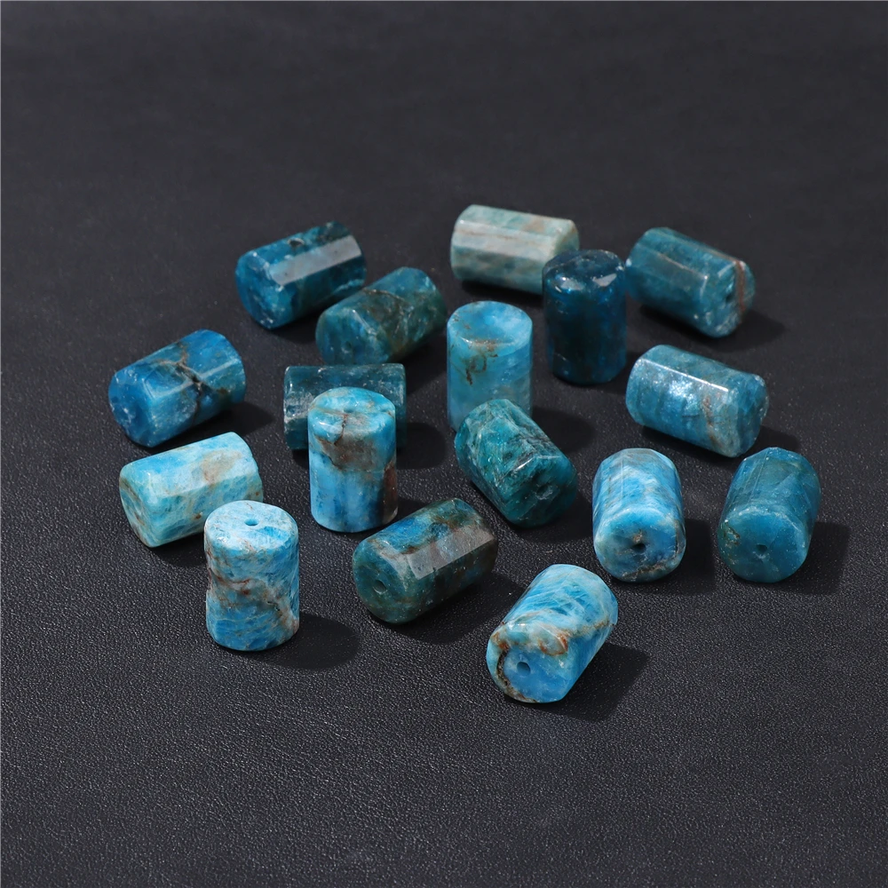 12x18MM Natural Apatite Stone Beads Blue Spacer Loose Tube Crystal Beads for Jewelry Making DIY Bracelet Handmade Accessories