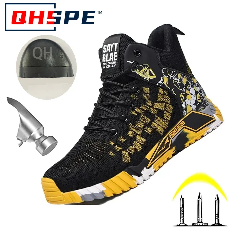 

All Seasons Men's Impact Piercing Resistant Mid Top Sports Safety Shoes, Flight Braided Breathable Steel Toe, Zapatos De Segment